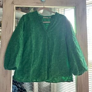 Soft Surroundings | Kelly Green Button Up Top